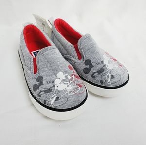 Baby Gap Disney Mickey Mouse Slip On Shoes Gray Red Toddler Boy Size 7